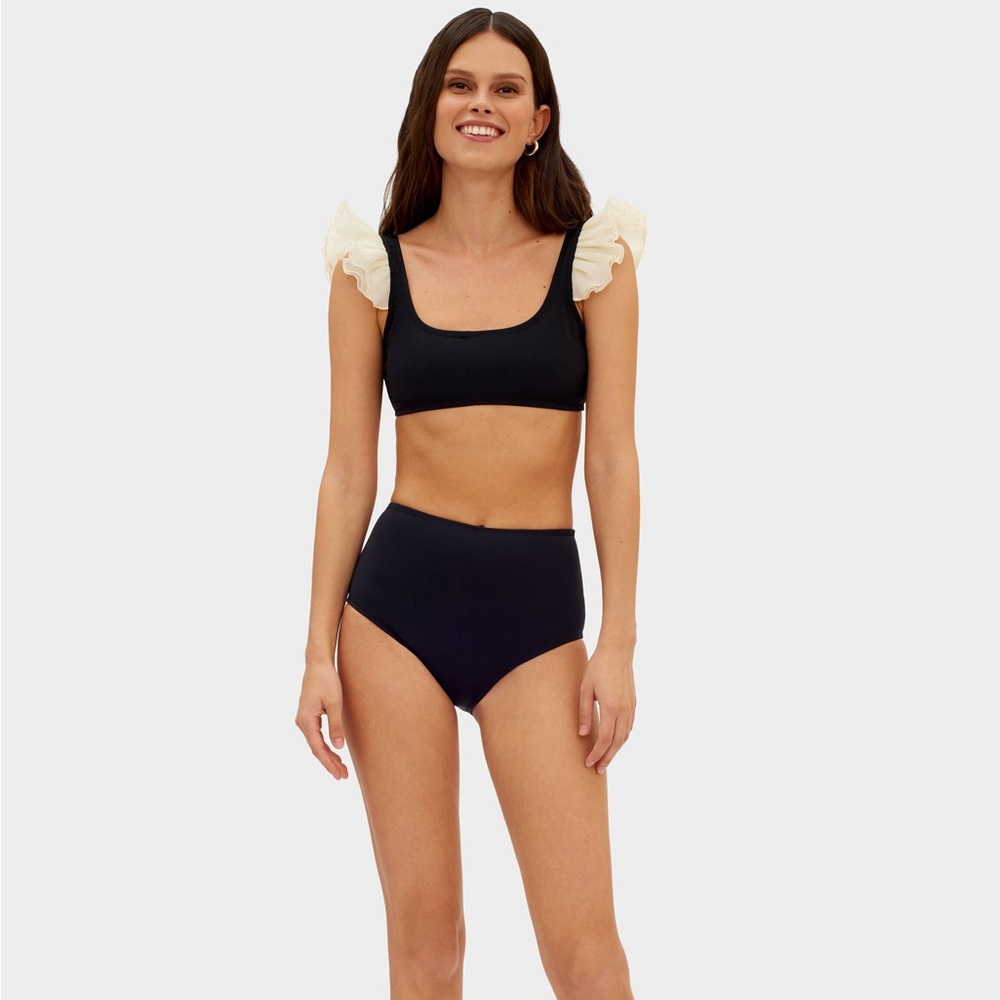 Sleeper brand Ariel Bikini Set with Ruffles in Black Size Small (4-6)